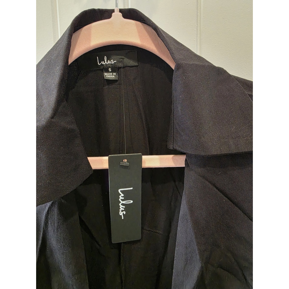 Lulu's Long Story Shirt Black Long Sleeve Tie-Front Midi Dress Size Small NWT$59 - Picture 7 of 8